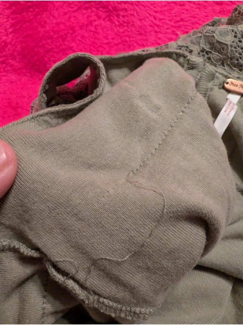 Free People Lace Cropped Tank Top M Green Fairygrunge Button Back Camisole Cami